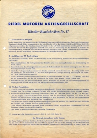 Händler-Rundschreiben Nr. 17, Seite 1