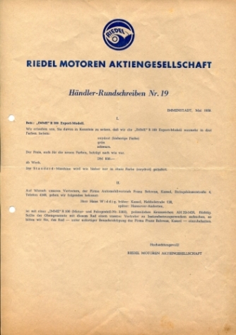 Händler-Rundschreiben Nr. 19