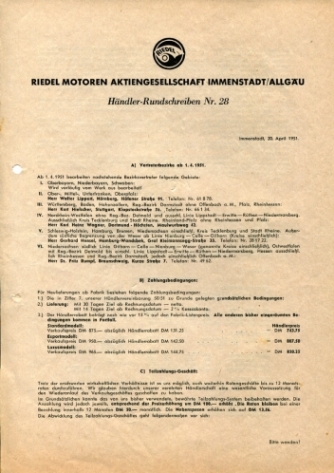 Händler-Rundschreiben Nr. 28, Seite 1