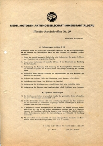 Händler-Rundschreiben Nr. 29