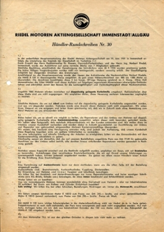 Händler-Rundschreiben Nr. 30, Seite 1