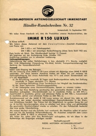 Händler-Rundschreiben Nr. 32