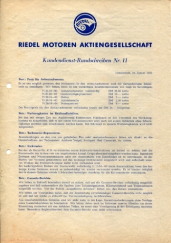 Kundendienst-Rundschreiben Nr. 11, Seite 1