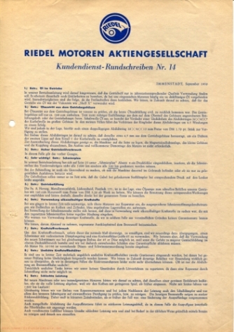 Kundendienst-Rundschreiben Nr. 14, Seite 1