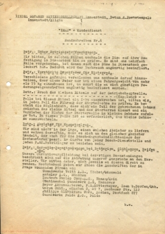 Kundendienst-Rundschreiben Nr. 6, Seite 1